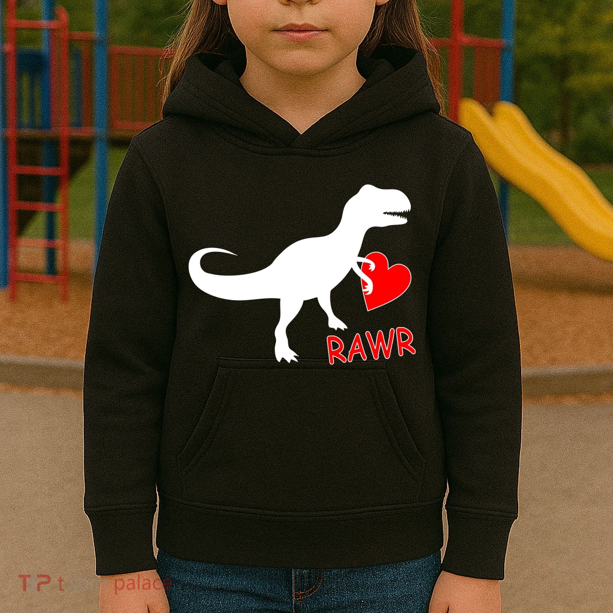 T-Rex Rawr Heart Dinosaur Valentine's Day Kids Hoodie