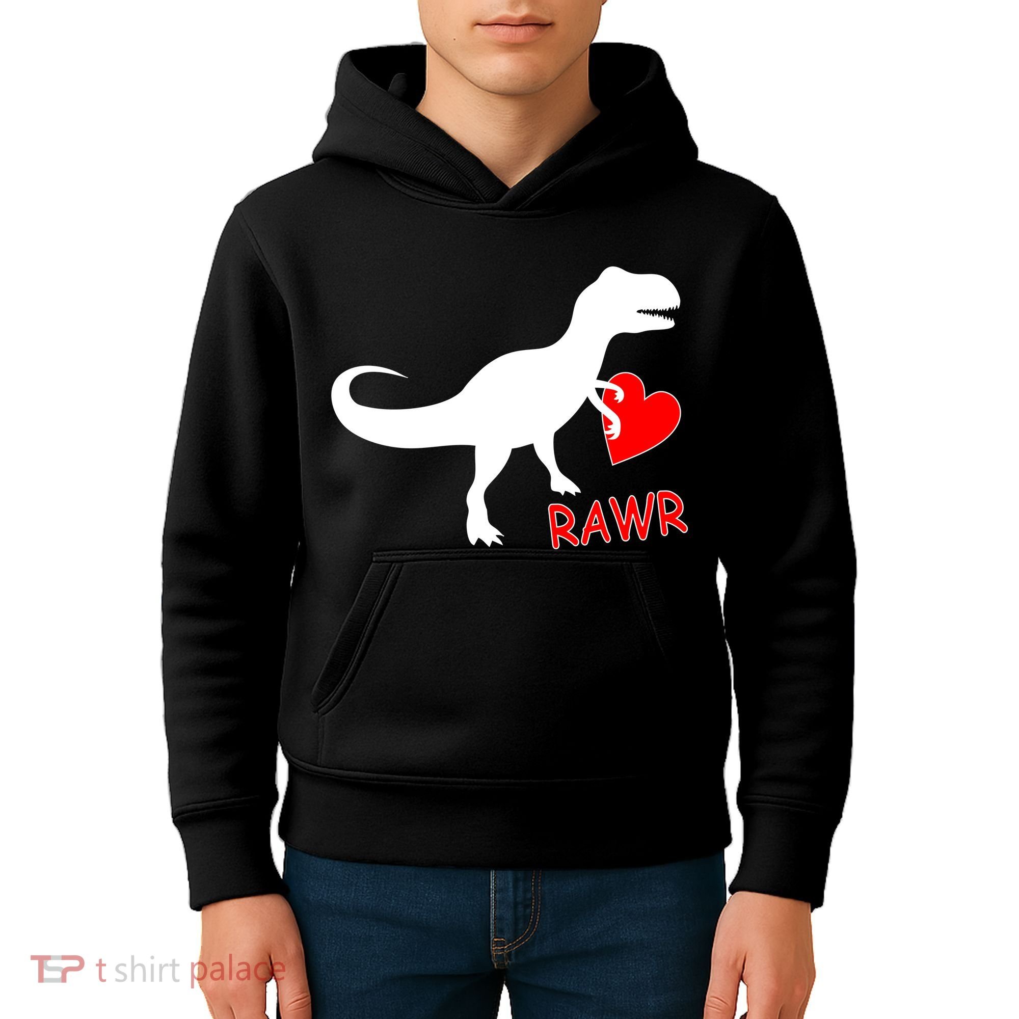 T-Rex Rawr Heart Dinosaur Valentine's Day Kids Hoodie