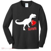 T-Rex Rawr Heart Dinosaur Valentine's Day Kids Long Sleeve Shirt thumb 0