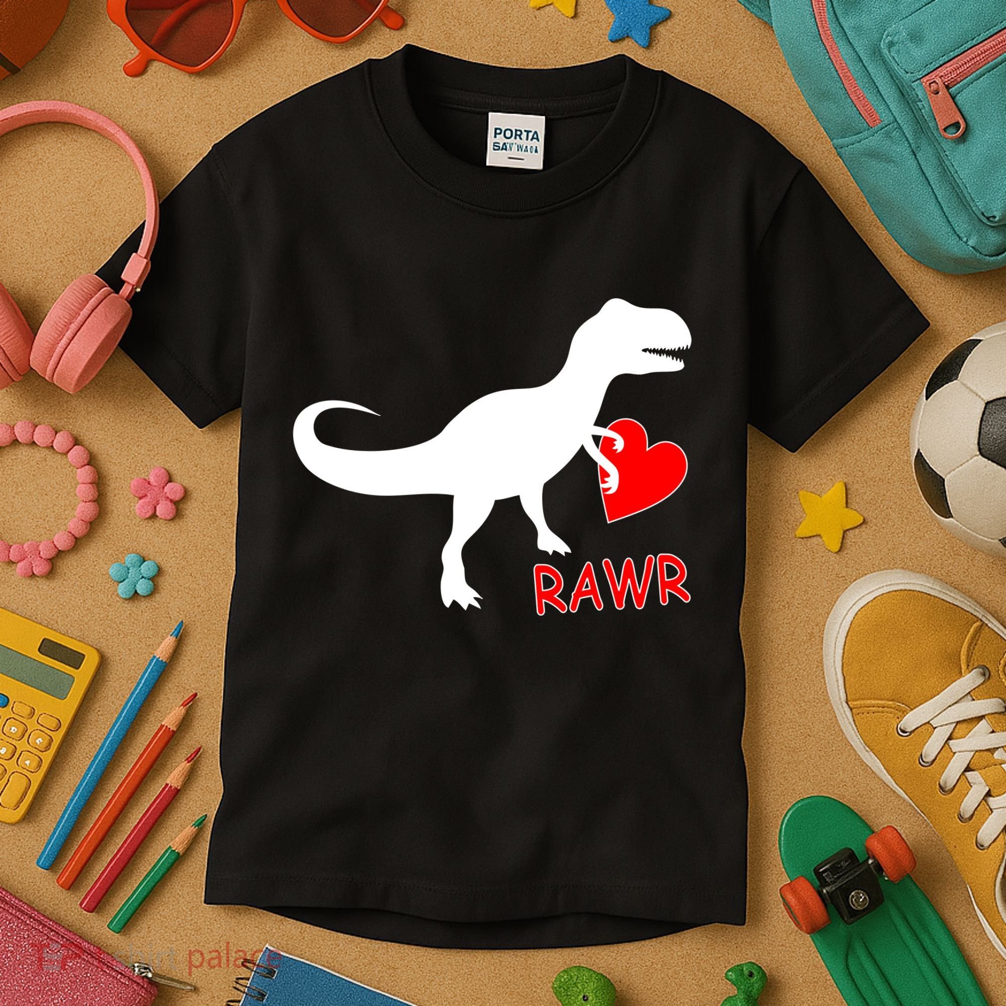 T-Rex Rawr Heart Dinosaur Valentine's Day Kids T-Shirt