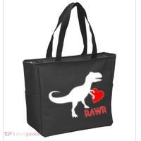 T-Rex Rawr Heart Dinosaur Valentine's Day Tote Bag thumb 2