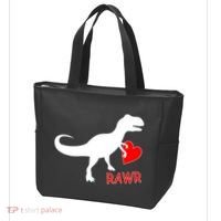 T-Rex Rawr Heart Dinosaur Valentine's Day Tote Bag thumb 3