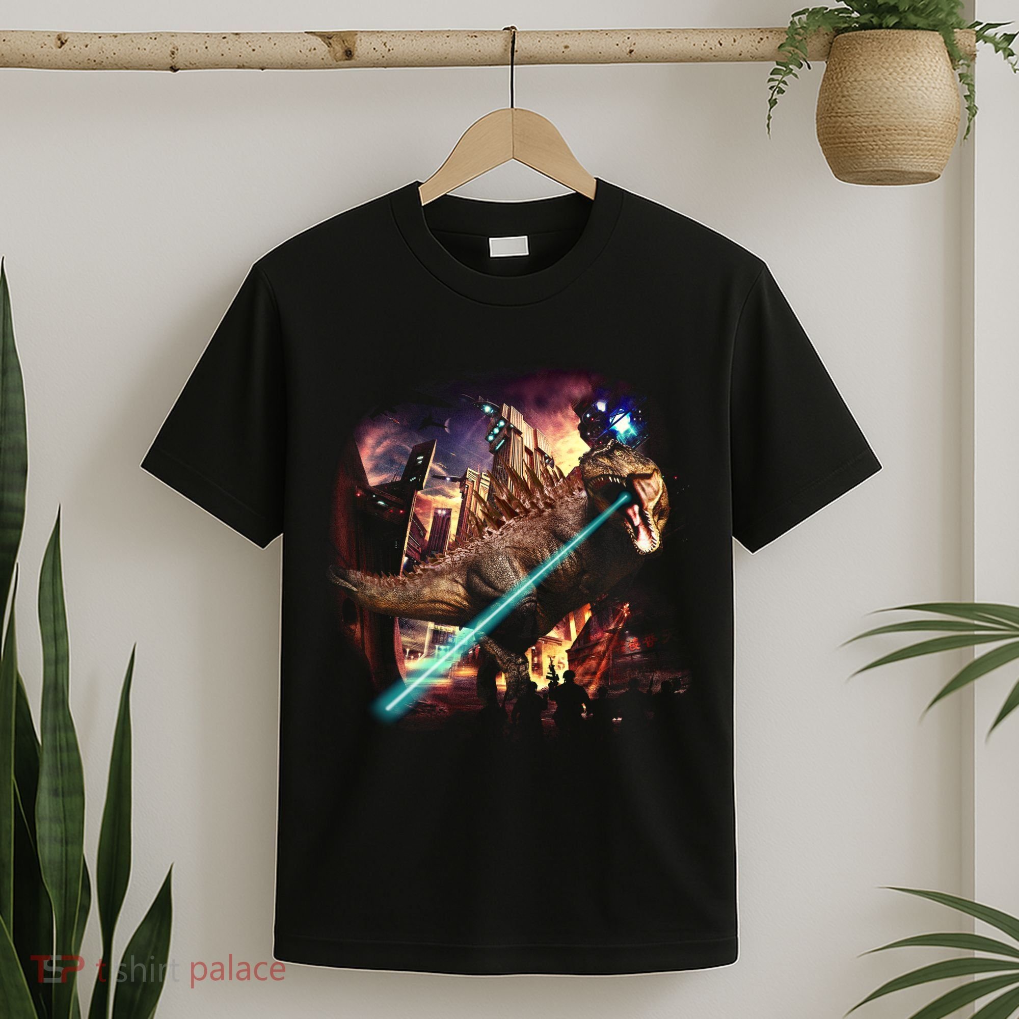 T-Rex Rexzilla Lazer Burning City T-Shirt