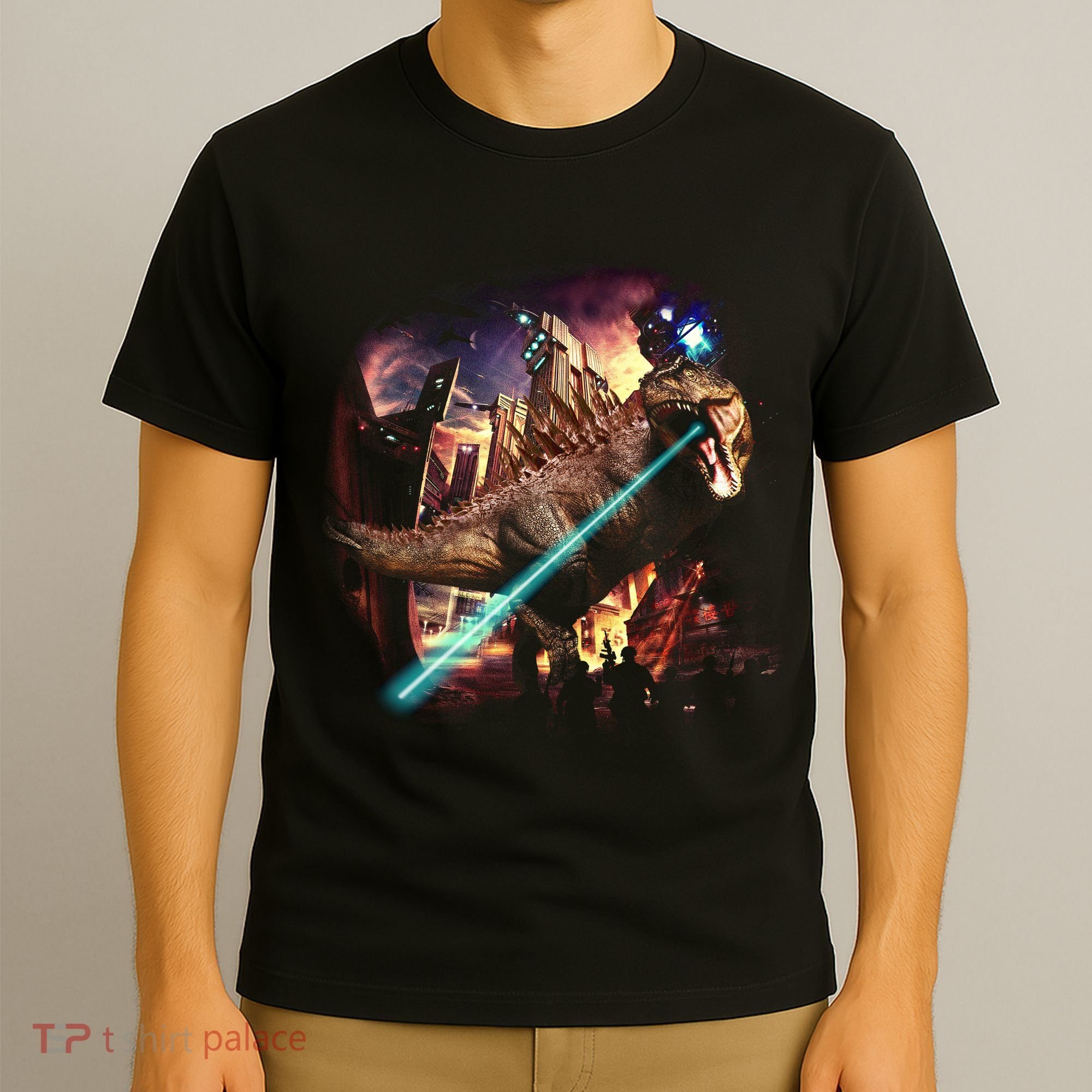 T-Rex Rexzilla Lazer Burning City T-Shirt