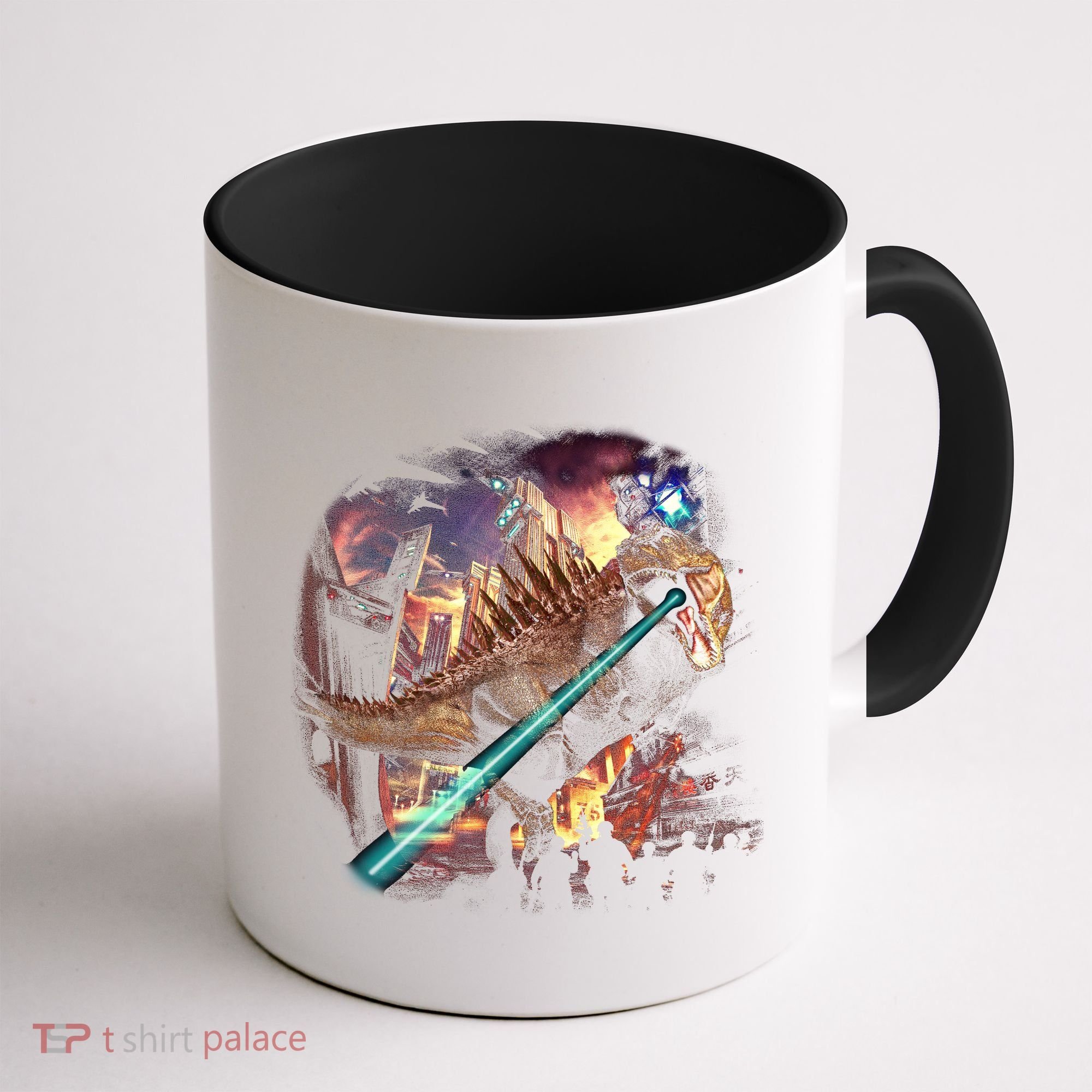 T-Rex Rexzilla Lazer Burning City Coffee Mug