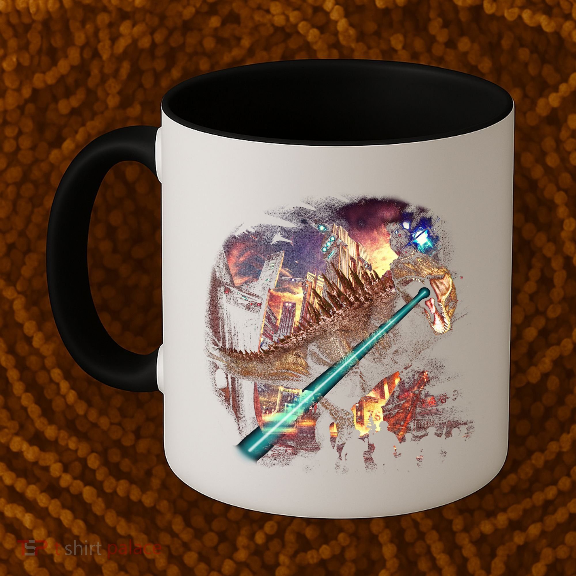 T-Rex Rexzilla Lazer Burning City Coffee Mug