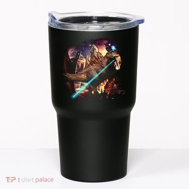 T-Rex Rexzilla Lazer Burning City Tumbler