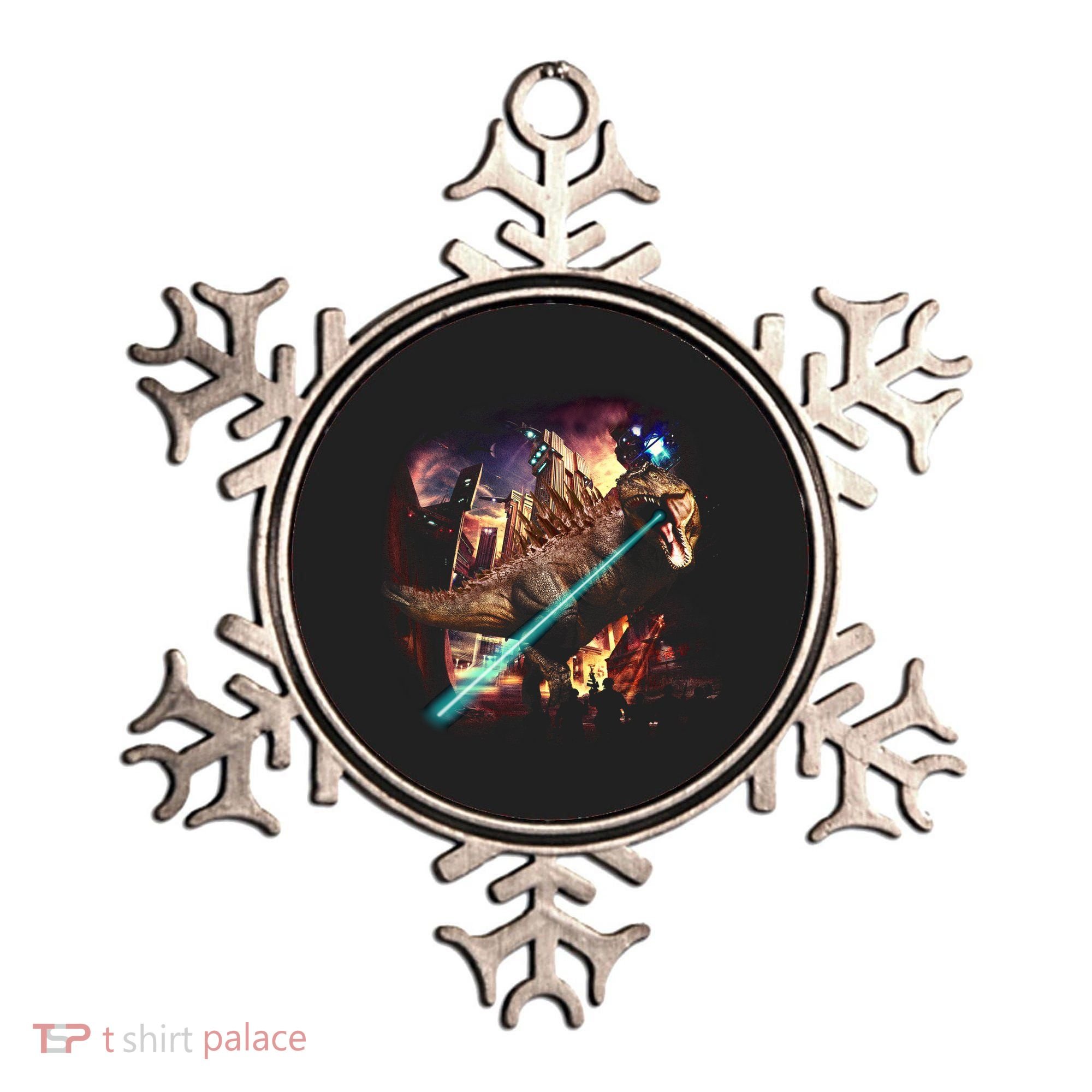 T-Rex Rexzilla Lazer Burning City Ornament