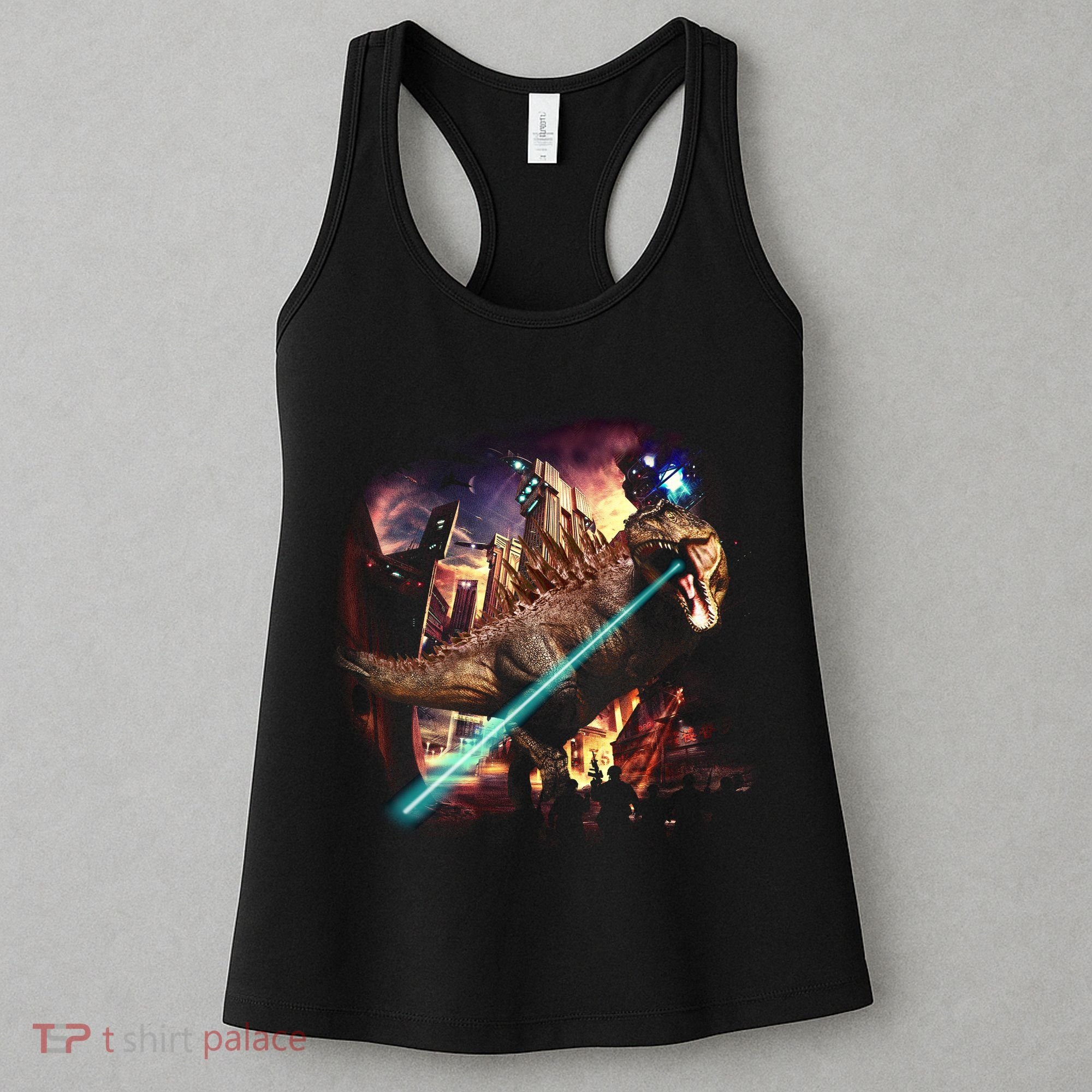 T-Rex Rexzilla Lazer Burning City Women's Tank Top