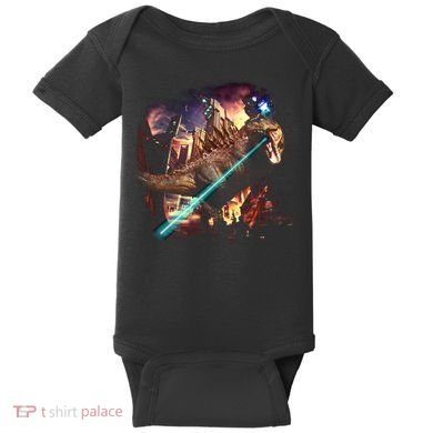 T-Rex Rexzilla Lazer Burning City Baby Bodysuit