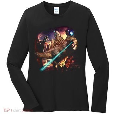 T-Rex Rexzilla Lazer Burning City Women's Long Sleeve Shirt