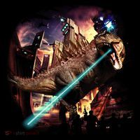 T-Rex Rexzilla Lazer Burning City Kids Sweatshirt thumb 2