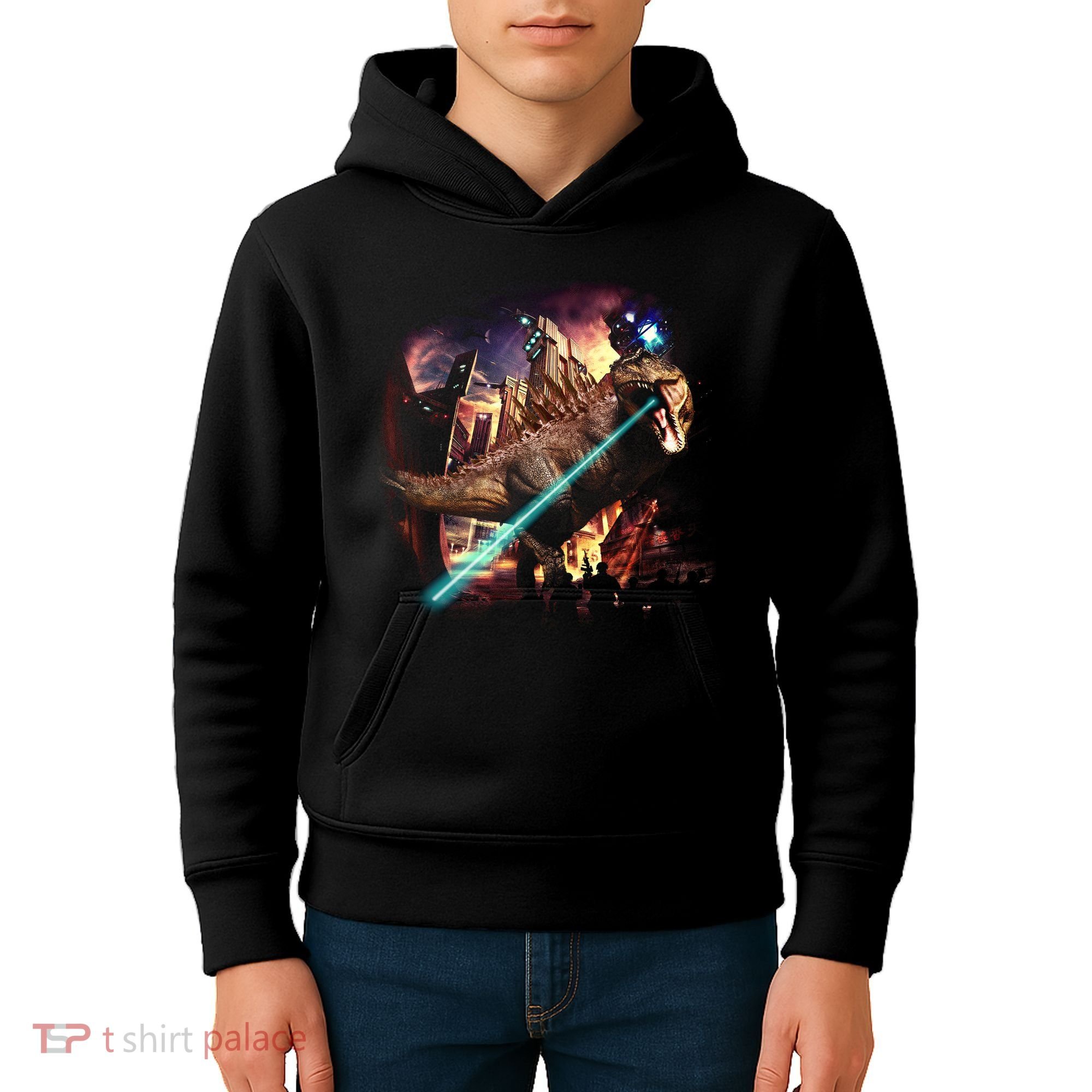 T-Rex Rexzilla Lazer Burning City Kids Hoodie