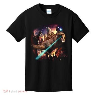 T-Rex Rexzilla Lazer Burning City Kids T-Shirt