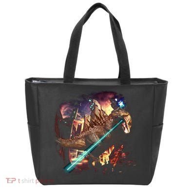 T-Rex Rexzilla Lazer Burning City Tote Bag