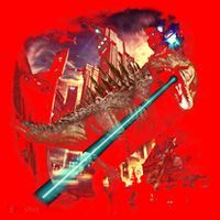 T-Rex Rexzilla Lazer Burning City Santa Hat thumb 1