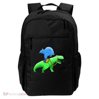 T-Rex Riding A Shark Backpack