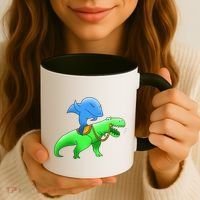T-Rex Riding A Shark Coffee Mug thumb 3