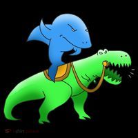T-Rex Riding A Shark Coffee Mug thumb 5