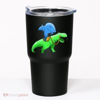 T-Rex Riding A Shark Tumbler thumb 0
