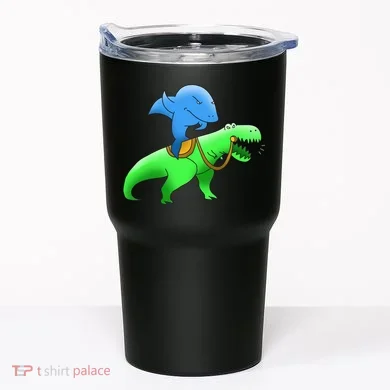 T-Rex Riding A Shark Tumbler