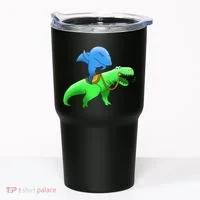T-Rex Riding A Shark Tumbler thumb 0