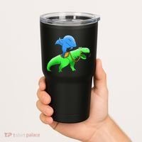 T-Rex Riding A Shark Tumbler thumb 2
