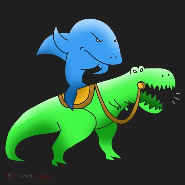 T-Rex Riding A Shark Tumbler