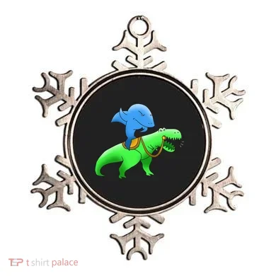 T-Rex Riding A Shark Ornament