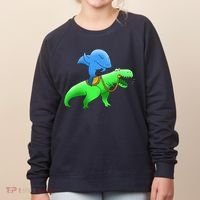 T-Rex Riding A Shark Women's Sweatshirt thumb 0