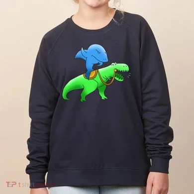 T-Rex Riding A Shark Women's Sweatshirt