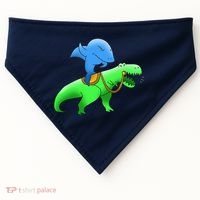 T-Rex Riding A Shark USA-Made Doggie Bandana thumb 0