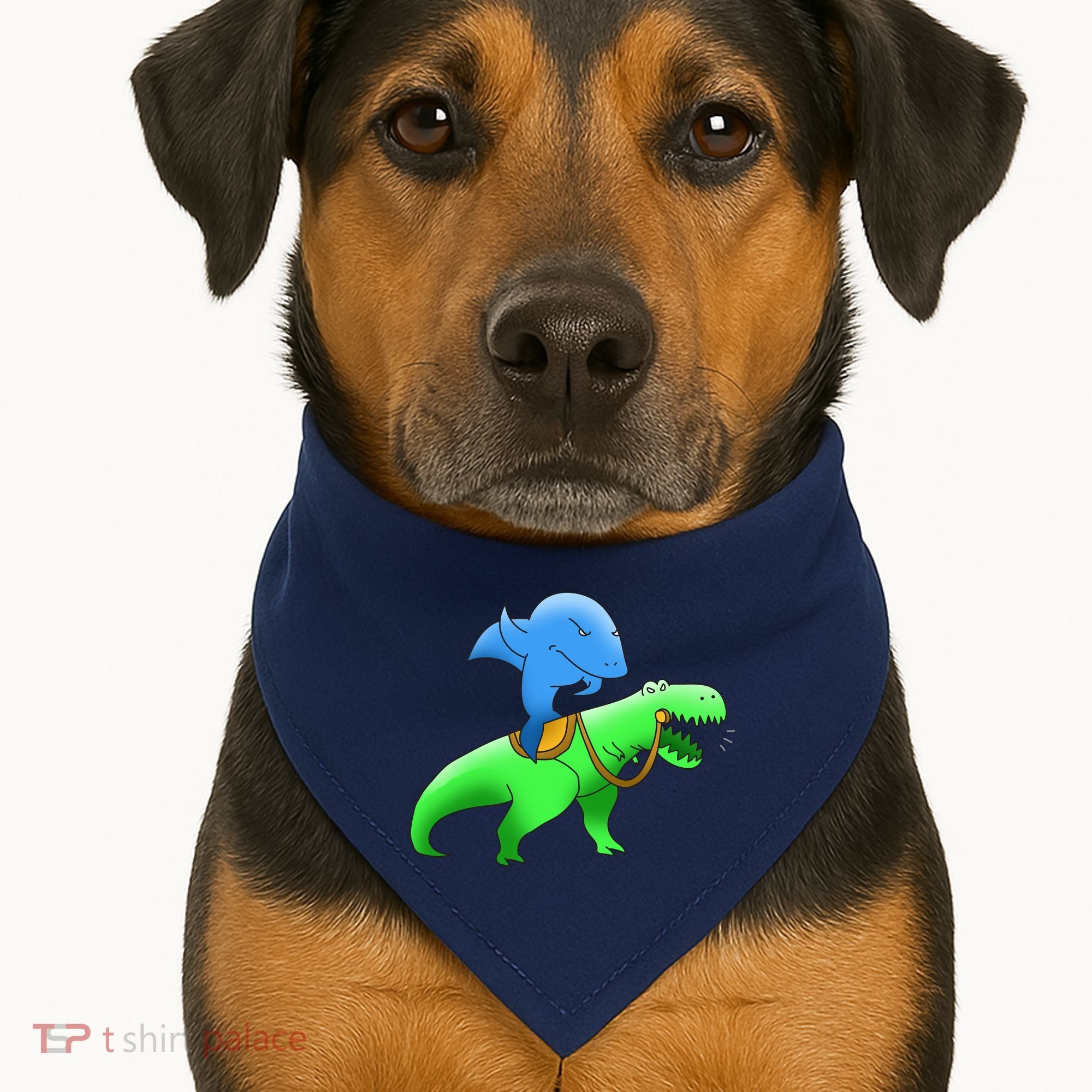 T-Rex Riding A Shark USA-Made Doggie Bandana