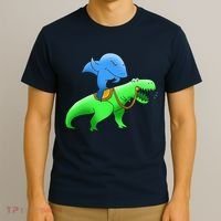 T-Rex Riding A Shark T-Shirt thumb 3