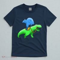 T-Rex Riding A Shark T-Shirt thumb 5
