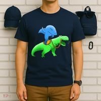 T-Rex Riding A Shark T-Shirt thumb 6