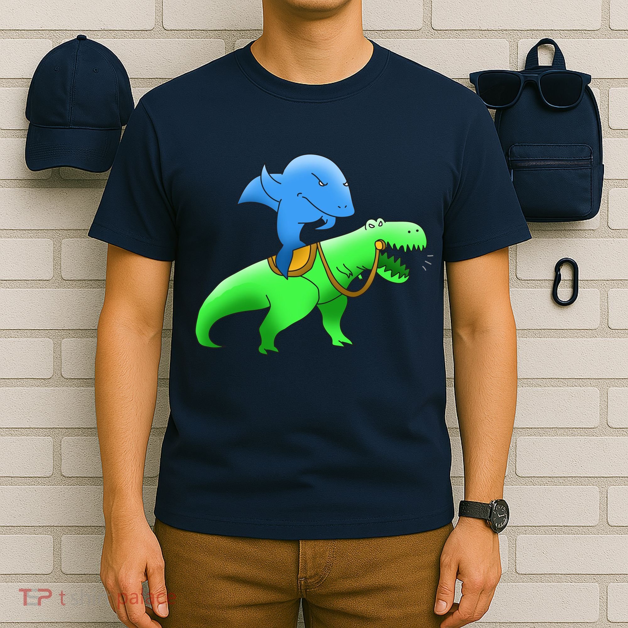 T-Rex Riding A Shark T-Shirt