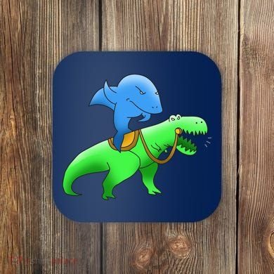 T-Rex Riding A Shark Coaster