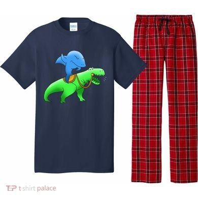 T-Rex Riding A Shark Pajama Set