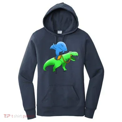 T-Rex Riding A Shark Women's Hoodie