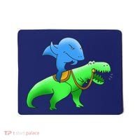 T-Rex Riding A Shark Mousepad thumb 0
