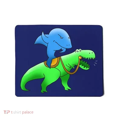 T-Rex Riding A Shark Mousepad