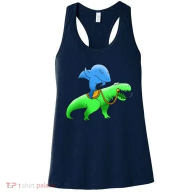 T-Rex Riding A Shark Women's Tank Top