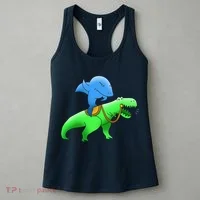 T-Rex Riding A Shark Women's Tank Top thumb 3