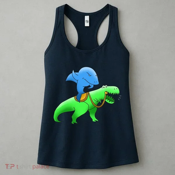 T-Rex Riding A Shark Women's Tank Top