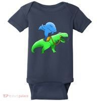 T-Rex Riding A Shark Baby Bodysuit thumb 0