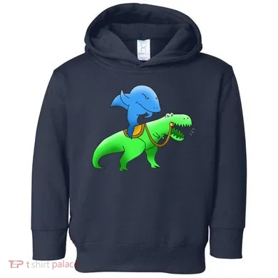 T-Rex Riding A Shark Toddler Hoodie