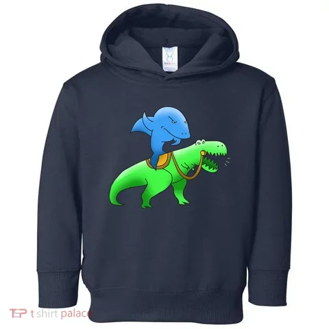 T-Rex Riding A Shark Toddler Hoodie in the selected color