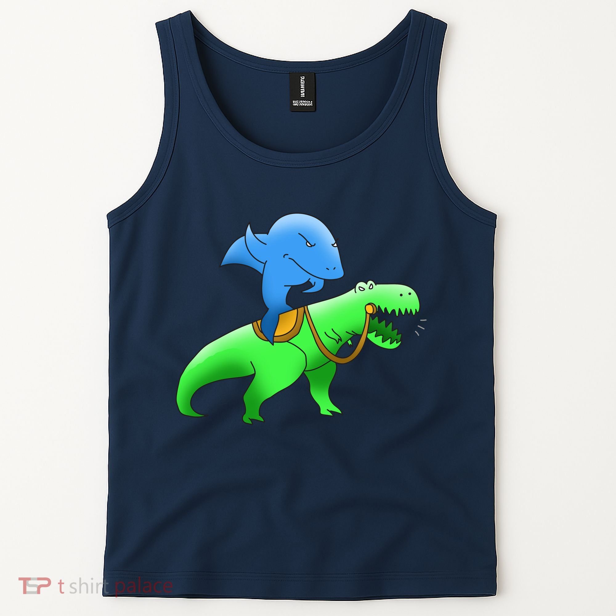 T-Rex Riding A Shark Tank Top