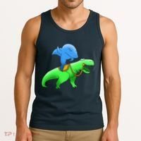 T-Rex Riding A Shark Tank Top thumb 3